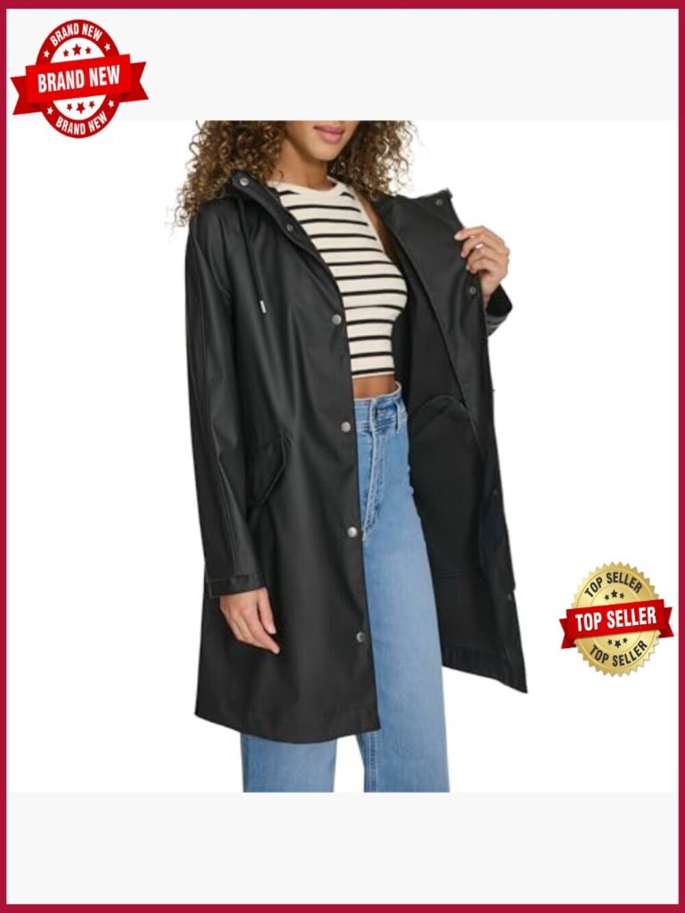 Water Resistant Raglan Sleeve Rain Jacket - Picture 4 of 5